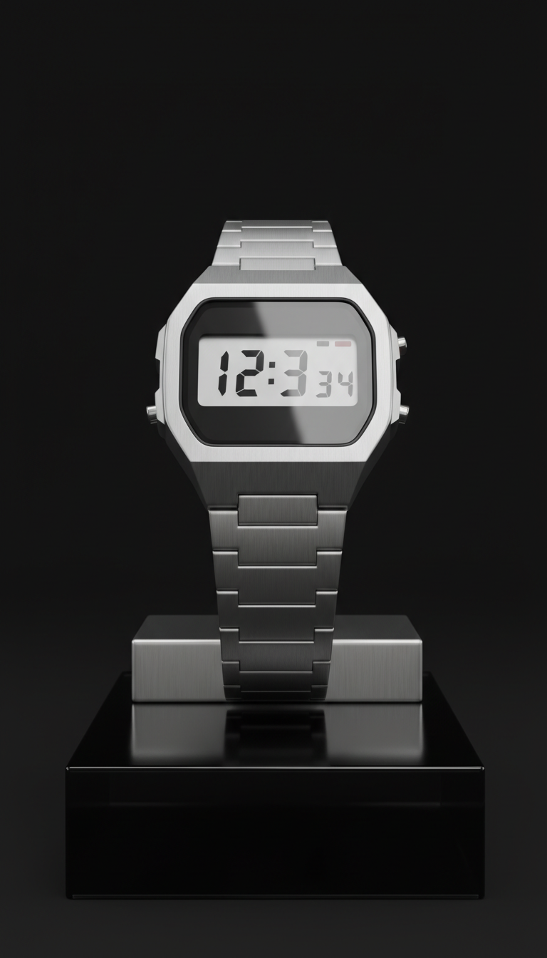 Digitale Uhr Silber gebürstet