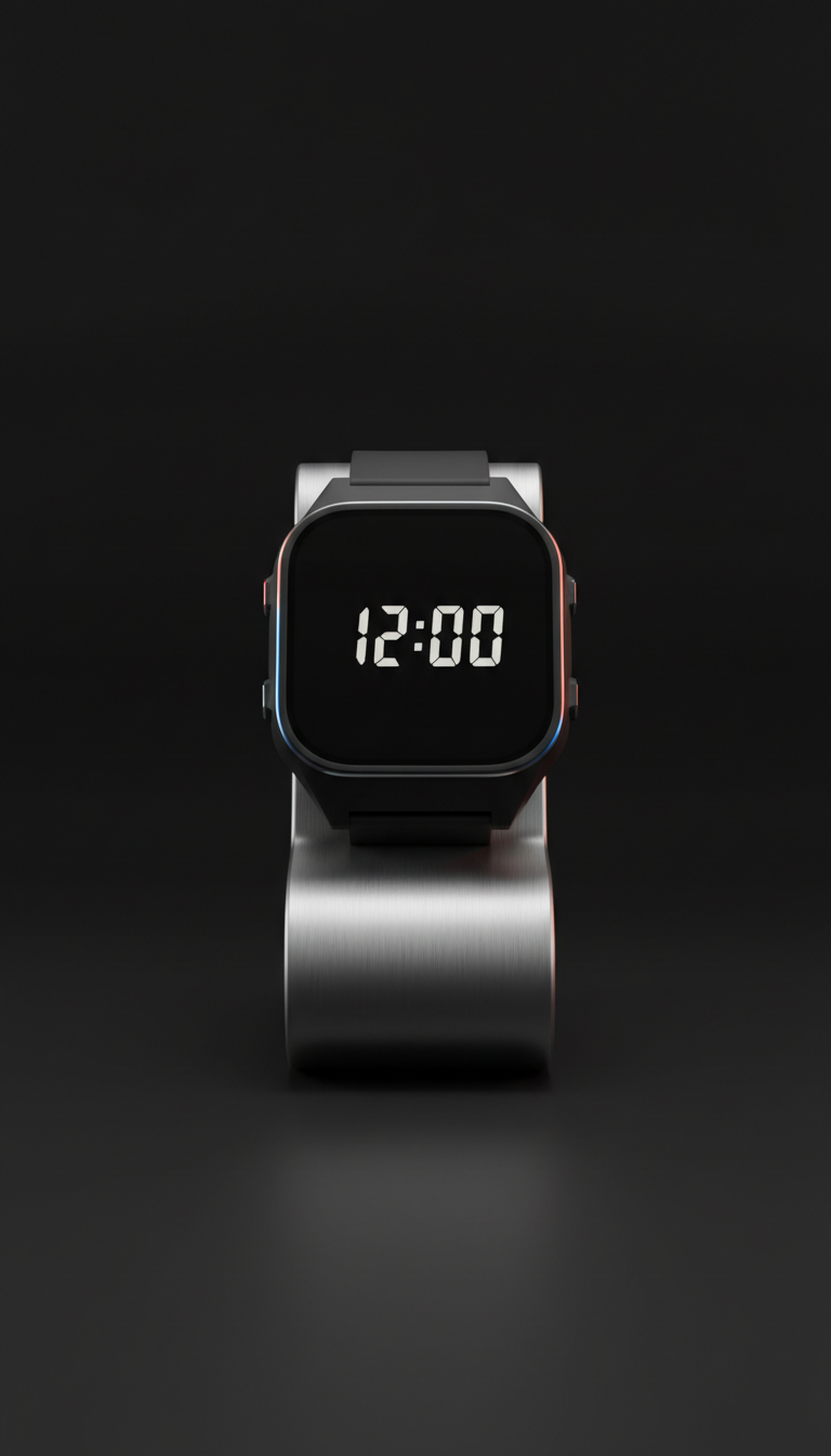 Digitale Uhr Schwarz Edelstahl